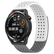 Per Huawei Watch GT Runner cinturino in silicone traspirante con punti 3D da 22 mm (bianco + grigio)