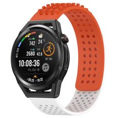 Per Huawei Watch GT Runner cinturino in silicone traspirante con punti 3D da 22 mm (arancione + bianco)