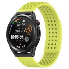 Per Huawei Watch GT Runner cinturino in silicone traspirante con punti 3D con fori da 22 mm (verde lime)