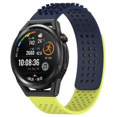 Per Huawei Watch GT Runner cinturino in silicone traspirante con punti 3D con fori da 22 mm (blu notte + verde lime)