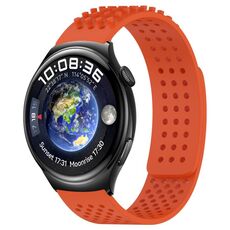 Per Huawei Watch 4 cinturino in silicone traspirante con punti 3D con fori da 22 mm (arancione)