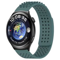 Per Huawei Watch 4 Cinturino in silicone traspirante con punti 3D con fori da 22 mm (verde oliva)