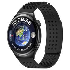 Per Huawei Watch 4 cinturino in silicone traspirante con punti 3D con fori da 22 mm (nero)