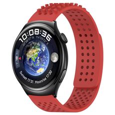 Per Huawei Watch 4 cinturino in silicone traspirante con punti 3D con fori da 22 mm (rosso)