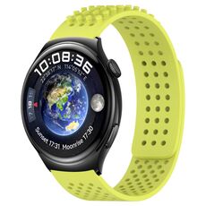 Per Huawei Watch 4 cinturino in silicone traspirante con punti 3D con fori da 22 mm (verde lime)