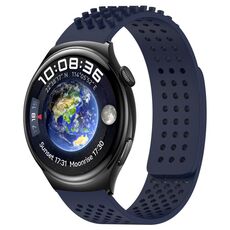 Per Huawei Watch 4 cinturino in silicone traspirante con punti 3D con fori da 22 mm (blu notte)