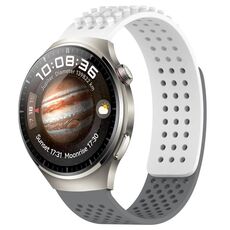 Per Huawei Watch 4 Pro Cinturino in silicone traspirante con punti 3D da 22 mm (bianco + grigio)