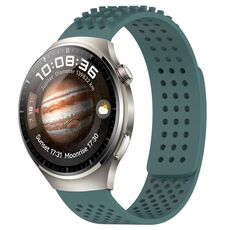 Per Huawei Watch 4 Pro Cinturino in silicone traspirante con punti 3D da 22 mm (verde oliva)