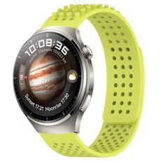 Per Huawei Watch 4 Pro Cinturino in silicone traspirante con punti 3D con fori da 22 mm (verde lime)