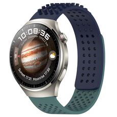 Per Huawei Watch 4 Pro Cinturino in silicone traspirante con punti 3D da 22 mm (blu notte + verde oliva)