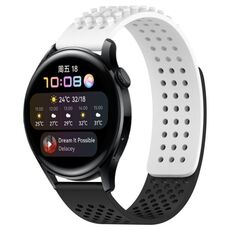 Per Huawei Watch 3 cinturino in silicone traspirante con punti 3D con fori da 22 mm (bianco + nero)