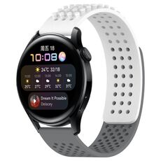 Per Huawei Watch 3 Cinturino in silicone traspirante con punti 3D con fori da 22 mm (bianco + grigio)