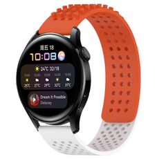 Per Huawei Watch 3 Cinturino in silicone traspirante con punti 3D con fori da 22 mm (arancione + bianco)