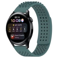 Per Huawei Watch 3 Cinturino in silicone traspirante con punti 3D con fori da 22 mm (verde oliva)