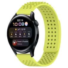 Per Huawei Watch 3 Cinturino in silicone traspirante con punti 3D con fori da 22 mm (verde lime)