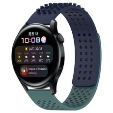 Per Huawei Watch 3 Cinturino in silicone traspirante con punti 3D con fori da 22 mm (blu notte + verde oliva)