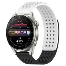 Per Huawei Watch 3 Pro Cinturino in silicone traspirante con punti 3D da 22 mm (bianco + nero)
