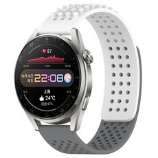 Per Huawei Watch 3 Pro Cinturino in silicone traspirante con punti 3D da 22 mm (bianco + grigio)