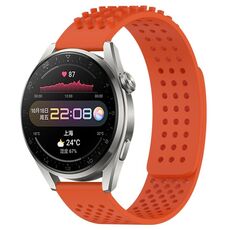 Per Huawei Watch 3 Pro Cinturino in silicone traspirante con punti 3D da 22 mm (arancione)