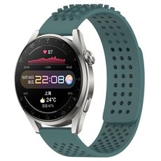 Per Huawei Watch 3 Pro Cinturino in silicone traspirante con punti 3D con fori da 22 mm (verde oliva)