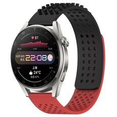 Per Huawei Watch 3 Pro Cinturino in silicone traspirante con punti 3D da 22 mm (nero + rosso)