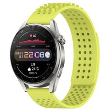 Per Huawei Watch 3 Pro Cinturino in silicone traspirante con punti 3D con fori da 22 mm (verde lime)