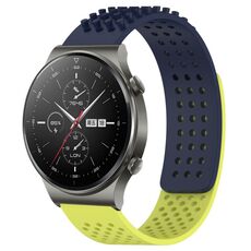 Per Huawei GT2 Pro Cinturino in silicone traspirante con fori da 22 mm e puntini 3D (blu notte + verde lime)