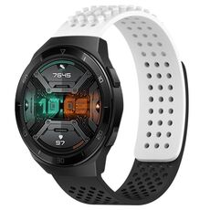 Per Huawei Watch GT 2E cinturino in silicone traspirante con punti 3D con fori da 22 mm (bianco + nero)