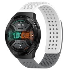 Per Huawei Watch GT 2E Cinturino in silicone traspirante con punti 3D da 22 mm (bianco + grigio)