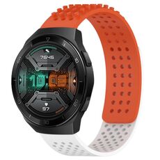 Per Huawei Watch GT 2E Cinturino in silicone traspirante con punti 3D da 22 mm (arancione + bianco)