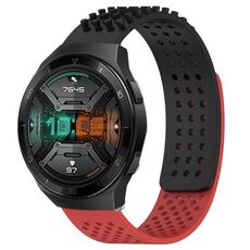 Per Huawei Watch GT 2E cinturino in silicone traspirante con punti 3D con fori da 22 mm (nero + rosso)