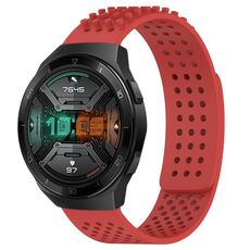 Per Huawei Watch GT 2E cinturino in silicone traspirante con punti 3D con fori da 22 mm (rosso)