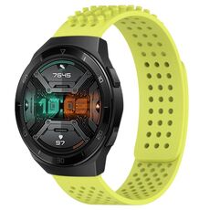 Per Huawei Watch GT 2E Cinturino in silicone traspirante con punti 3D con fori da 22 mm (verde lime)