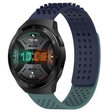 Per Huawei Watch GT 2E Cinturino in silicone traspirante con punti 3D con fori da 22 mm (blu notte + verde oliva)