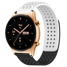 Per Honor Watch GS 3 Fori da 22 mm Cinturino in silicone traspirante con punti 3D (bianco + nero)