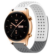 Per Honor Watch GS 3 Fori da 22 mm Cinturino in silicone traspirante con punti 3D (bianco + grigio)