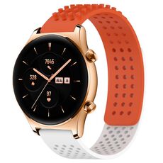 Per Honor Watch GS 3 Fori da 22 mm Cinturino in silicone traspirante con punti 3D (arancione + bianco)