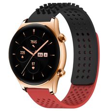 Per Honor Watch GS 3 Fori da 22 mm Cinturino in silicone traspirante con punti 3D (nero + rosso)