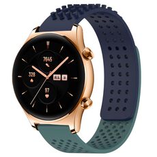 Per Honor Watch GS 3 cinturino in silicone traspirante con punti 3D con fori da 22 mm (blu notte + verde oliva)