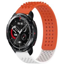 Per Honor Watch GS Pro Cinturino in silicone traspirante con punti 3D da 22 mm (arancione + bianco)