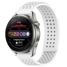 Per Huawei Watch 3 Pro Nuovo cinturino in silicone traspirante con punti 3D con fori da 22 mm (bianco)