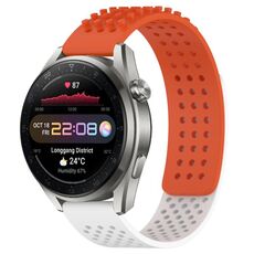 Per Huawei Watch 3 Pro Nuovo cinturino in silicone traspirante con punti 3D con fori da 22 mm (arancione + bianco)