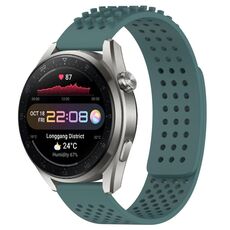 Per Huawei Watch 3 Pro Nuovo cinturino in silicone traspirante con punti 3D con fori da 22 mm (verde oliva)