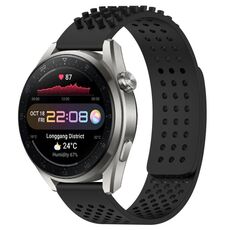 Per Huawei Watch 3 Pro Nuovo cinturino in silicone traspirante con punti 3D con fori da 22 mm (nero)