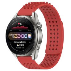 Per Huawei Watch 3 Pro Nuovo cinturino in silicone traspirante con punti 3D con fori da 22 mm (rosso)
