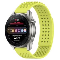 Per Huawei Watch 3 Pro Nuovo cinturino in silicone traspirante con punti 3D con fori da 22 mm (verde lime)