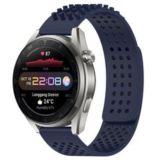 Per Huawei Watch 3 Pro Nuovo cinturino in silicone traspirante con punti 3D con fori da 22 mm (blu notte)