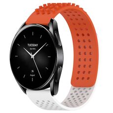 Per Xiaomi Watch S2 42mm 22mm Fori Cinturino in silicone traspirante con punti 3D (arancione + bianco)