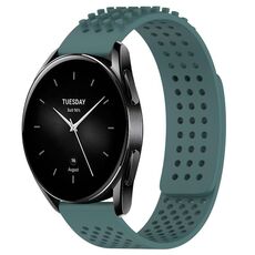 Per Xiaomi Watch S2 42mm 22mm Fori Cinturino in silicone traspirante con punti 3D (verde oliva)