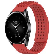 Per Xiaomi Watch S2 42mm 22mm Fori Cinturino in silicone traspirante con punti 3D (rosso)